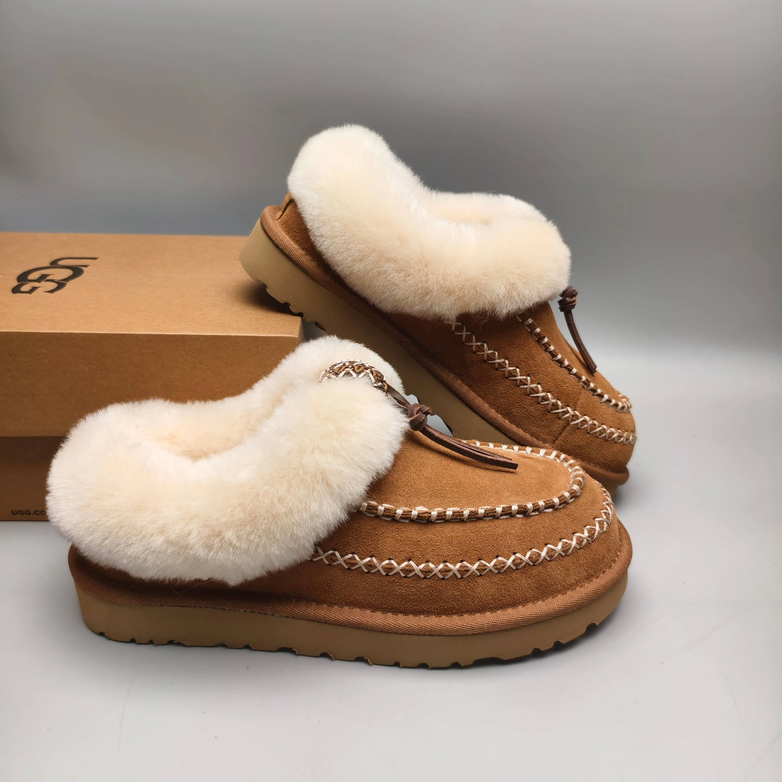 💰520 UGG sheepskin integrated snow boots 8258 ethnic style casual boots color: chestnut antelope brown matching size: 35-40